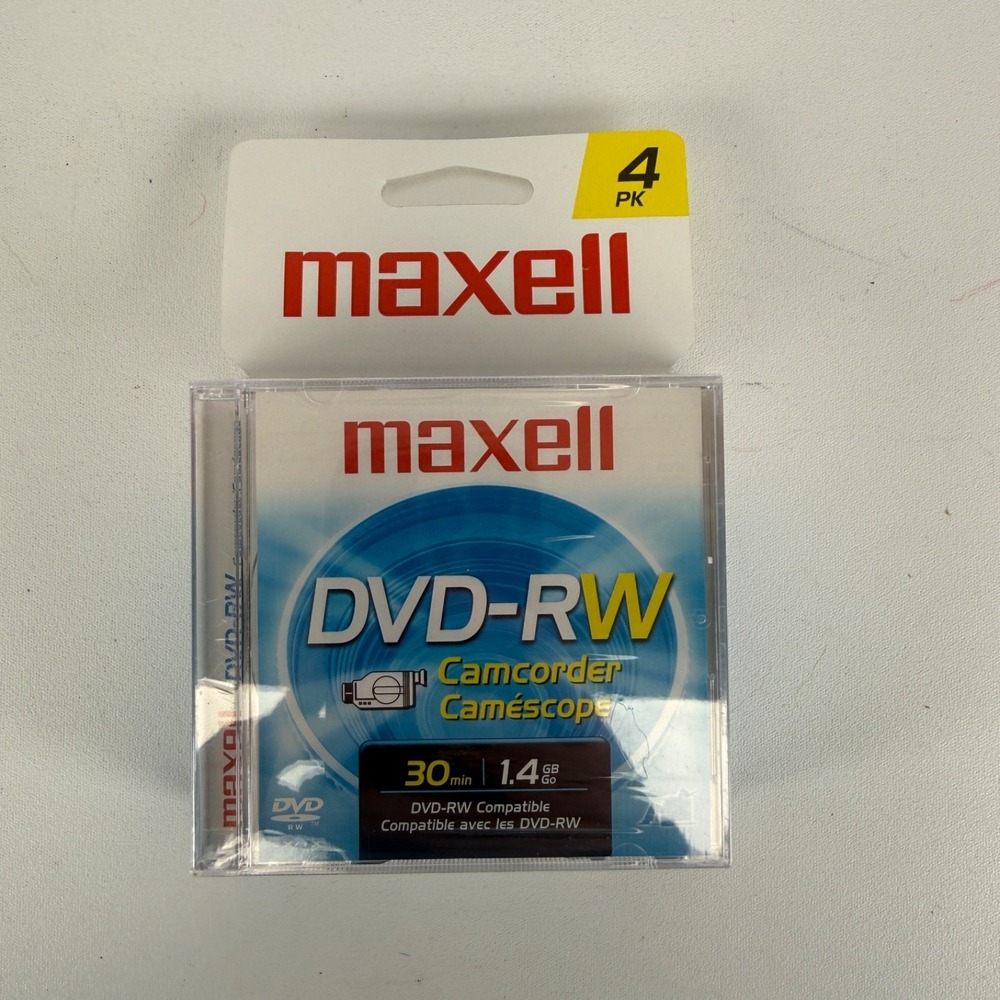NEW Sealed Maxell DVD-RW 4-pack‎ Camcorder (30 min | 1.4 GB)